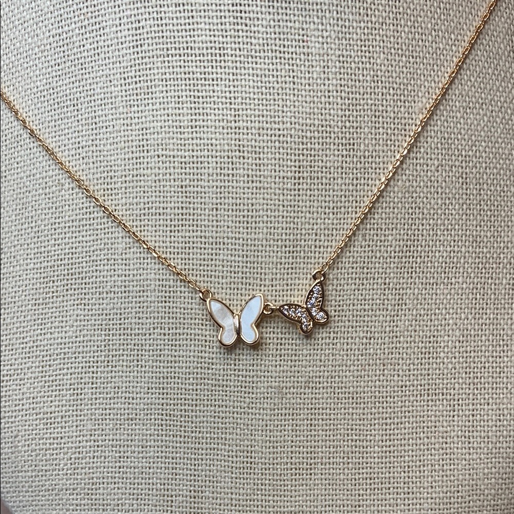 Butterfly Necklace Gold & Pink- Handmade NWT - Picture 9 of 9